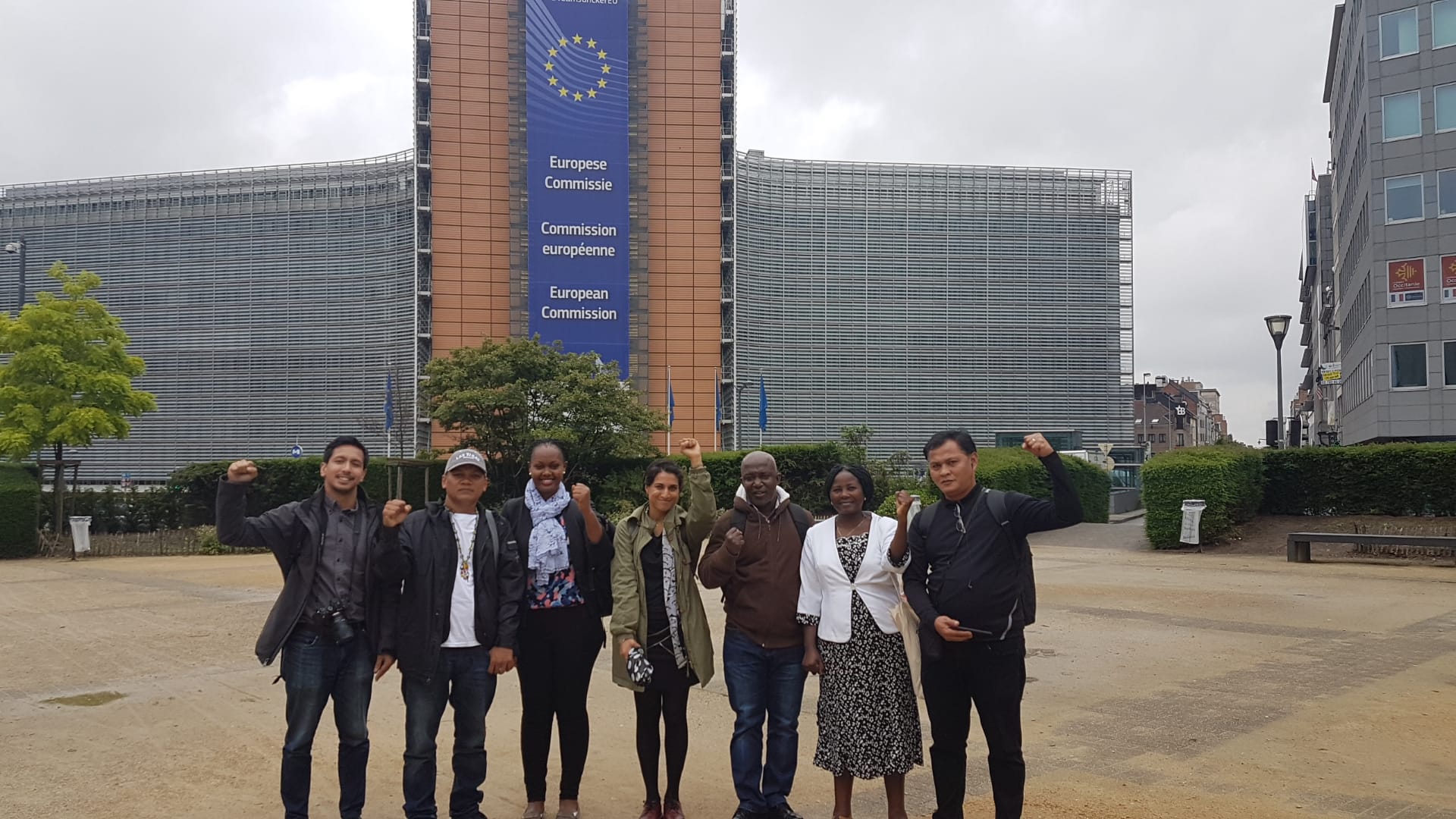 Lobby tour participants outside the EU Brussels